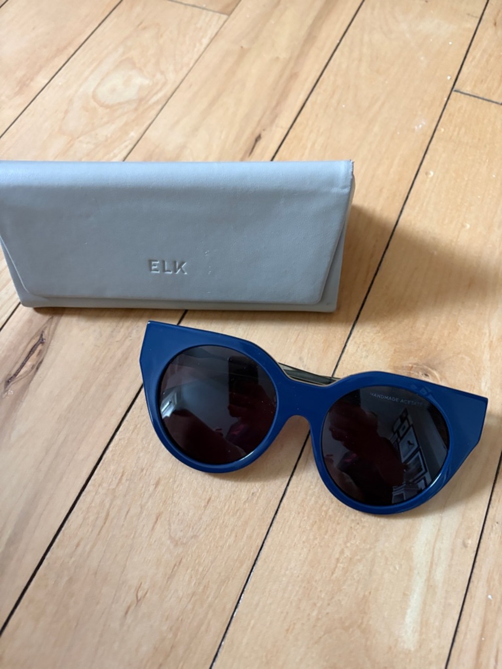 Elk Bold Blue Cat-Eye Sunglasses with Dark Lenses